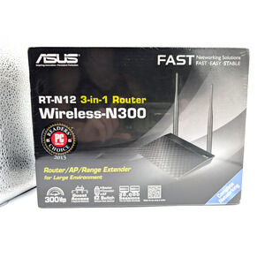 Asus RT-N12 3-in-1 Router Wireless N300 Router/Range Extender - Sealed Box!